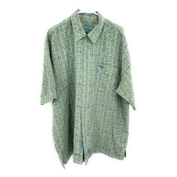 FUBU Shirt Mens XXL Green Abstact All Over Print Short Sleeve - Picture 1 of 4